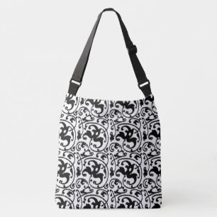 Bolsa Ajustável Art Nouveau Ikat - Branco e Preto