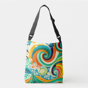 Bolsa Ajustável Arte abstrata colorida retrô de ondas hippie dos a