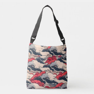 Bolsa Ajustável Arte Abstrata de Ondas do Oceano em Estilo Japonês