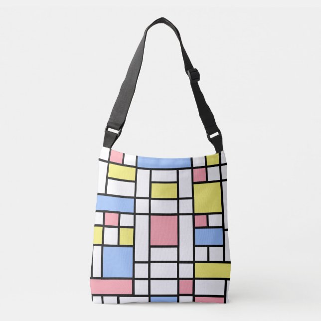 Bolsa Ajustável Arte abstrata elegante de Mondrian com cores pasté (Frente)