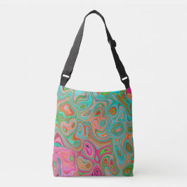 Bolsa Ajustável Arte abstrata psicodélico retrô laranja e aqua gro