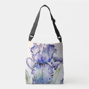 Bolsa Ajustável Arte Azul Iris Flor Aquarela