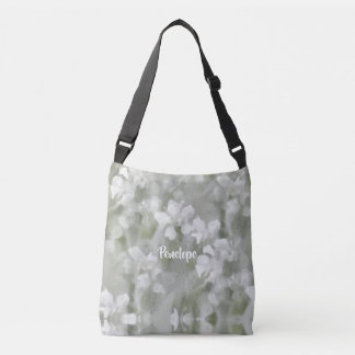 Bolsa Ajustável Arte Botânica Impressionista Branca com Nome 