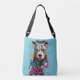 Bolsa Ajustável Arte Canina de cinza com Placas Brilhantes