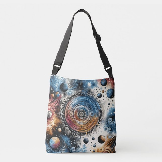 Bolsa Ajustável Arte Cósmica Futurística Batik - Design de Espaço (Frente)