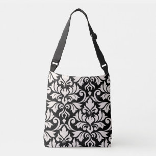Bolsa Ajustável Arte Damasco I Creme em Preto