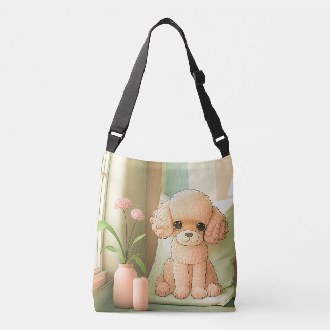 Bolsa Ajustável Arte de Cachorro de Poodle Fofo Adorável | (Frente)