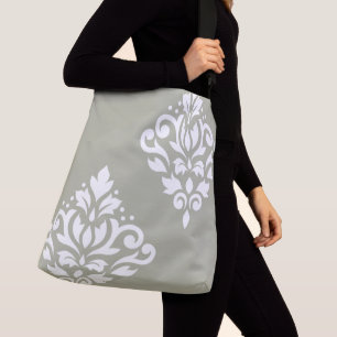 Bolsa Ajustável Arte de Damasco em Rolo I Branco sobre Verde