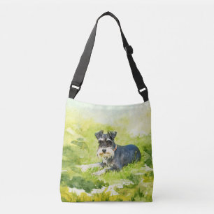 Bolsa Ajustável Arte de Digitas da aguarela do Schnauzer diminuto