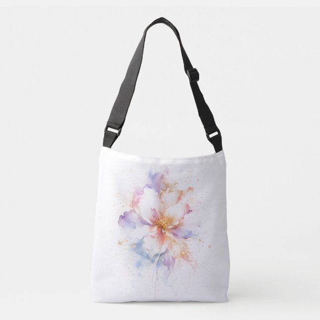 Bolsa Ajustável Arte de Flor de Aquarela Pastel com Acentos de Our (Frente)