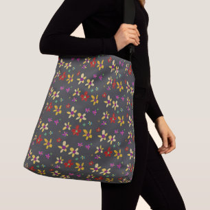 Bolsa Ajustável Arte de Flor Desenhada à Mão em Preto