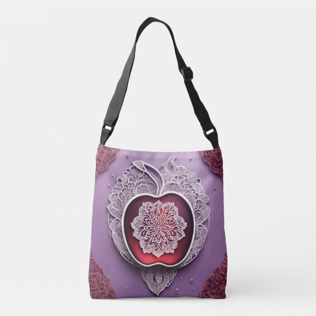 Bolsa Ajustável Arte de IA com Renda de Maçã Prata (Verso)