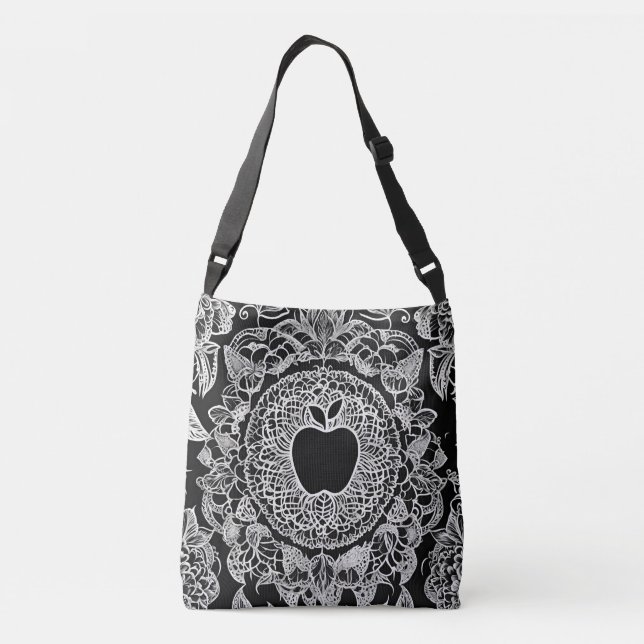 Bolsa Ajustável Arte de IA da Apple Preta (Verso)