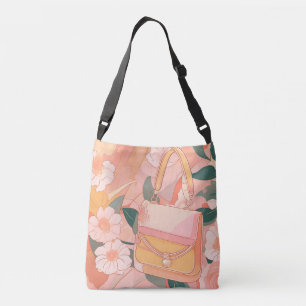 Bolsa Ajustável Arte de IA de Areia Bege Floral