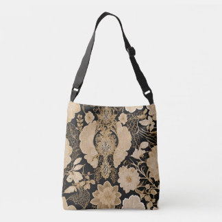 Bolsa Ajustável Arte de IA de Renda Bege Floral