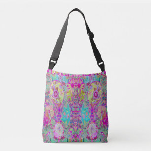 Bolsa Ajustável Arte de Jardim Abstrato Psicodélico Magenta e Aqua