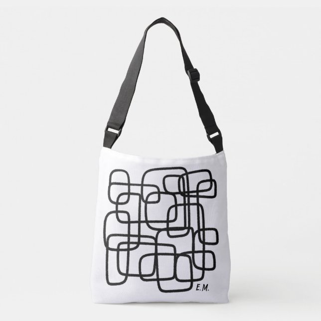 Bolsa Ajustável Arte de Linha Abstrata com Nome Personalizado (Frente)