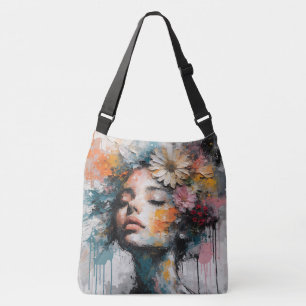Bolsa Ajustável Arte de Parede de Mulher Floral Abstrata de Luxo