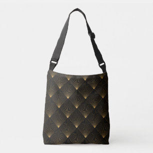 Bolsa Ajustável Arte Deco: Legância Dourada Negra.