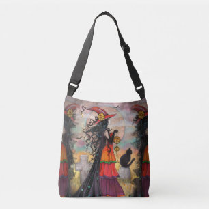Bolsa Ajustável Arte Fantasia de Gato de Bruxa no Halloween Wicca