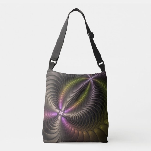 Bolsa Ajustável Arte Fractal 3D Colorida abstrato brilhante (Frente)