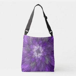 Bolsa Ajustável Arte fractal abstrata de flor roxa psicodélica
