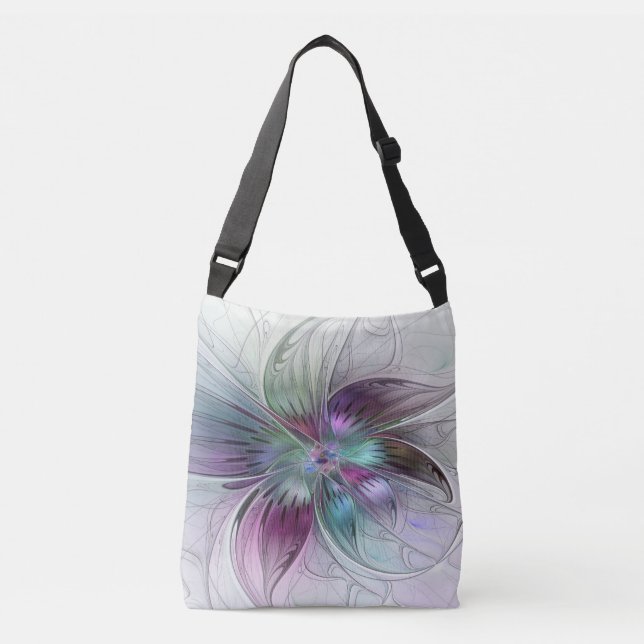 Bolsa Ajustável Arte Fractal Moderna Floral Colorida Abstrato (Frente)