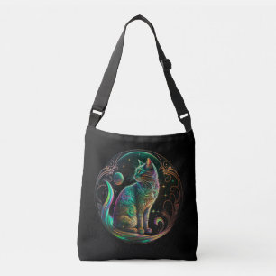 Bolsa Ajustável Arte Moderna de Gato Psicodélico Elegante