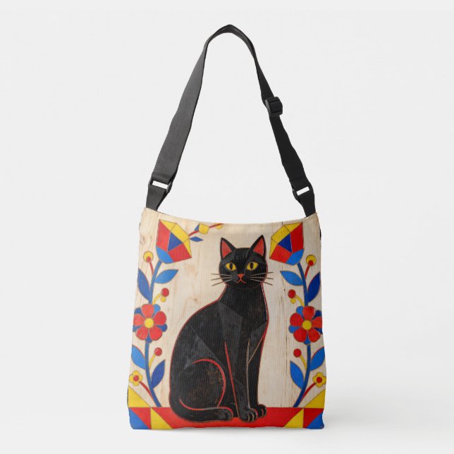 Bolsa Ajustável Arte Popular Gato Preto (Frente)