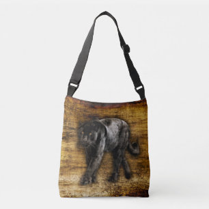 Bolsa Ajustável Arte sobre a Vida Selvagem de Gatos Negra Negra
