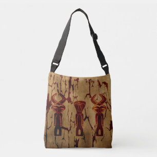 Bolsa Ajustável Arte tribal africana vintage desenho de rosto