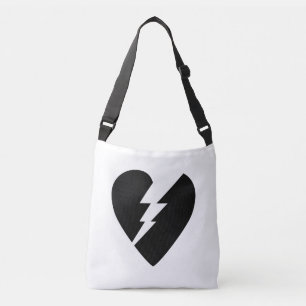 Bolsa Ajustável Arte Vetorial Coração Quebrado Preto e Branco