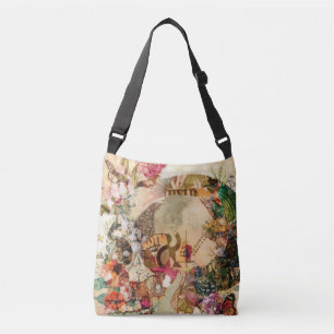 Bolsa Ajustável Arte Vintage - Flores de Crânio