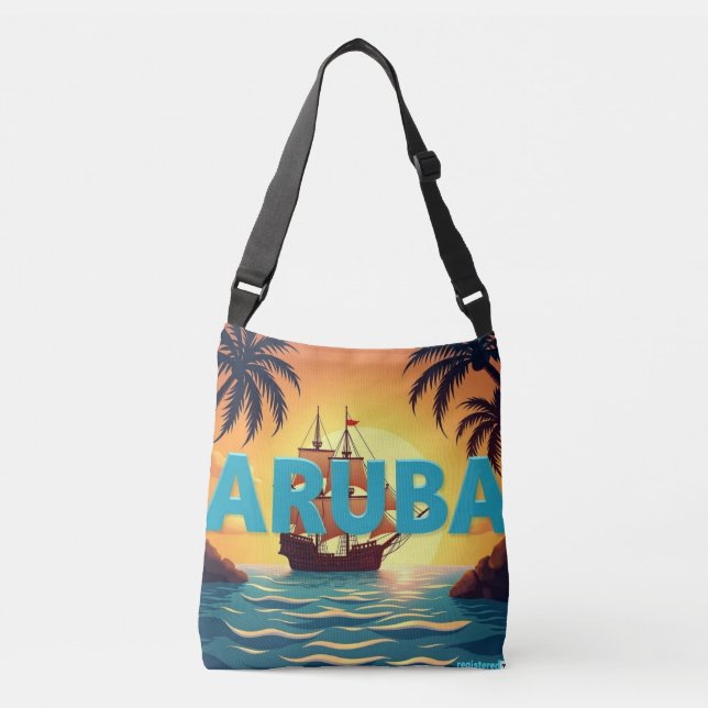 Bolsa Ajustável Aruba sailing ship sunset (Frente)