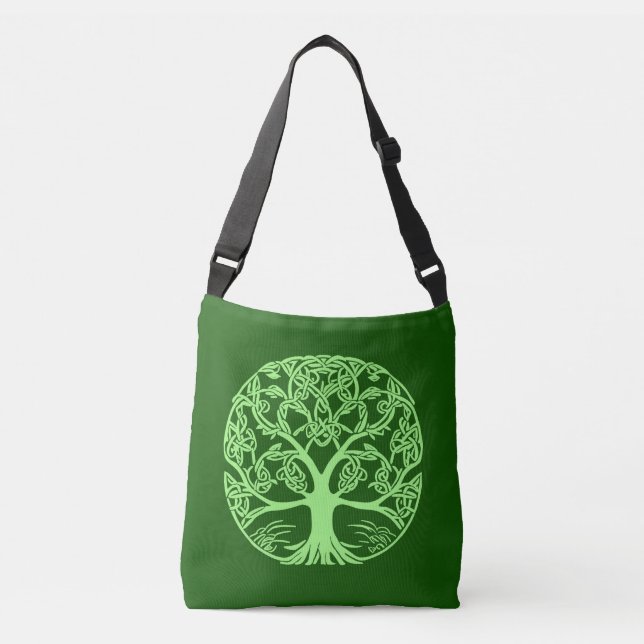 Bolsa Ajustável Árvore Celta da Vida Esmeralda Verde (Frente)