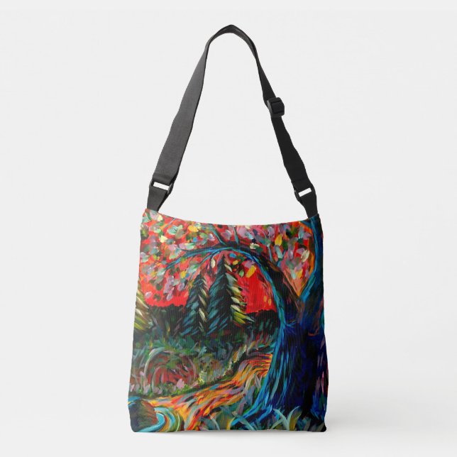 Bolsa Ajustável Árvore Colorida E Pintura Fluvial (Frente)