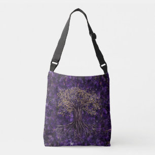 Bolsa Ajustável Árvore de vida - ametista e ouro de Yggdrasil