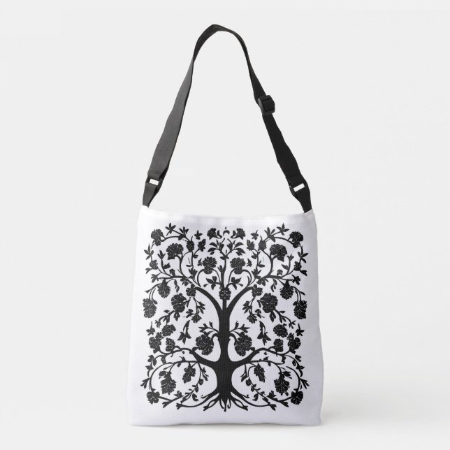 Bolsa Ajustável Árvore de vida floral nº 5 preto e branco (Verso)
