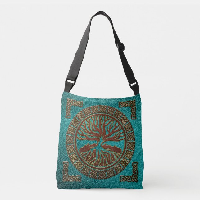 Bolsa Ajustável Árvore de vida - Yggdrasil - couro gravado do (Frente)