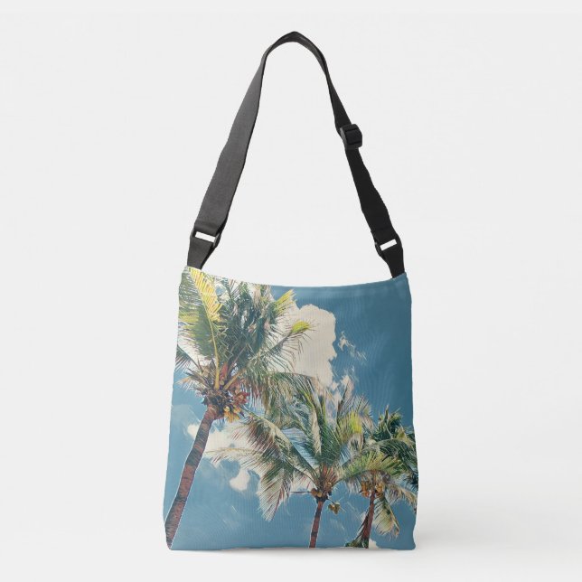 Bolsa Ajustável Árvore tropical azul e verde (Frente)
