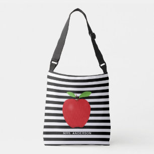 Bolsa Ajustável As listras pretas, Apple vermelho personalizaram o