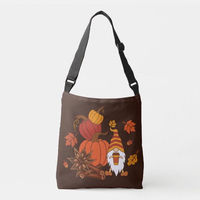 Bolsa Ajustável Autumn Pumpkins Gnome Spice Card (Frente)