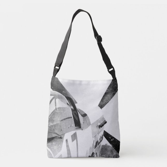 Bolsa Ajustável Avião de Combate Antiquado B&W (Verso)