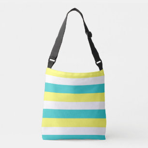 Bolsa Ajustável Azul-aqua, amarelo-limão e riscas brancas