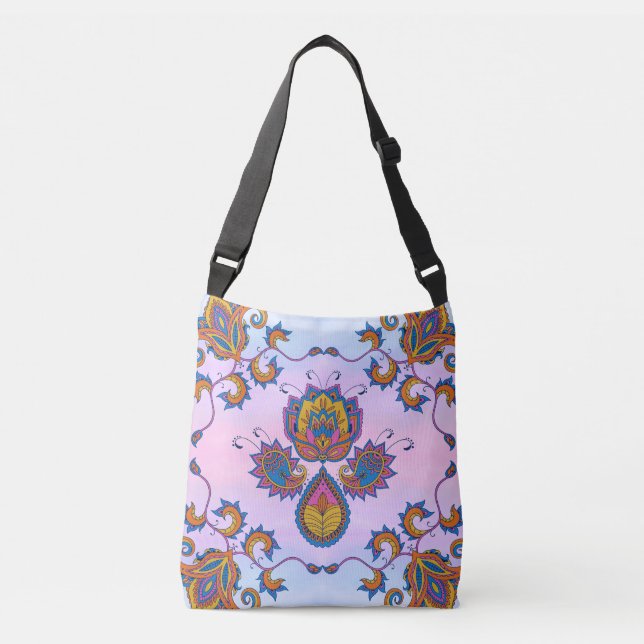 Bolsa Ajustável Azul Bliss Colorido Paisley (Frente)