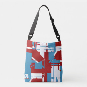 Bolsa Ajustável Azul Brilhante Branco sobre Motivo Geométrico Verm