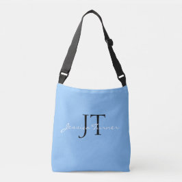 Bolsa Ajustável Azul Elegante Nome Personalizado e Inicial