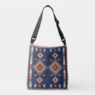 Bolsa Ajustável Azul Marinho e Terracota Geométrico Tribal