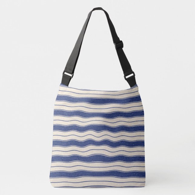 Bolsa Ajustável Azul ondulado e faixas brancas laterais (Frente)