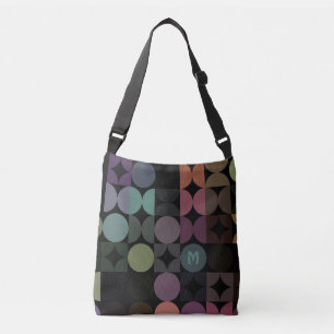 Bolsa Ajustável Azul Teal Verde Marrom Preto Padrão Retro Personal
